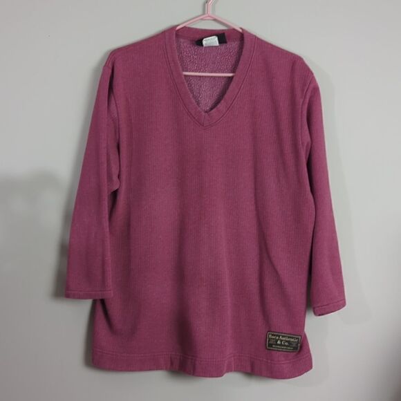 Vintage Boca ribbed fleece v-neck pink size small - Picture 1 of 6